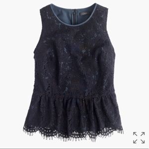 J. Crew Lace Peplum Top Black F8695